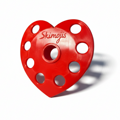 Roter Herz-Skistockteller Skimoji I Love Skiing