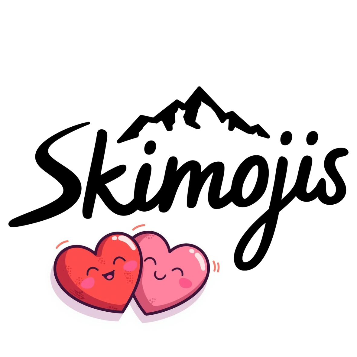 Roter Herz-Skistockteller Skimoji I Love Skiing