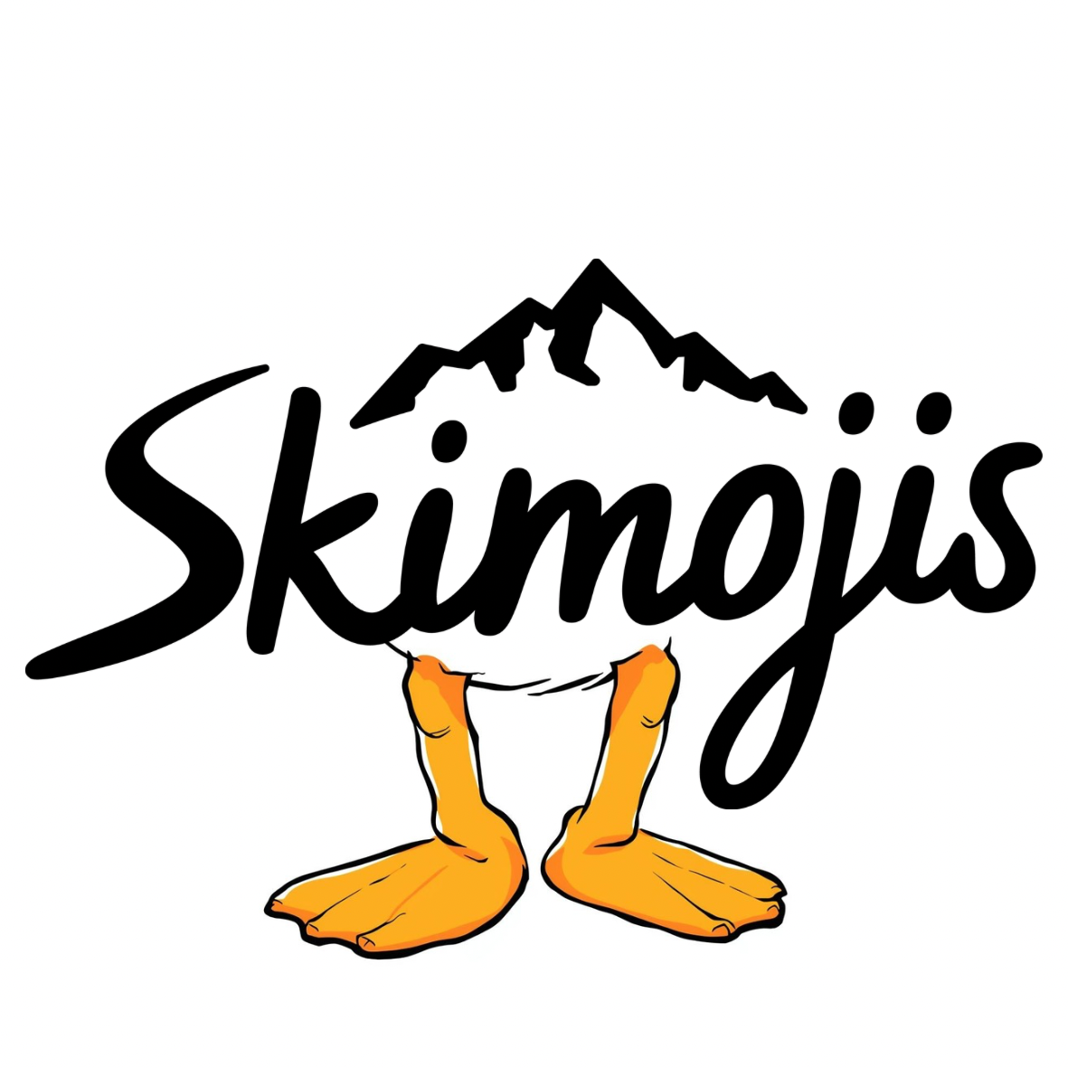 Gelber Entenfuß-Skistockteller Skimojis „No Ducks Given“