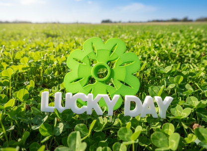 Grüner Kleeblatt-Skistockteller Skimoji „Lucky Day“